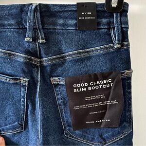 Good American 'Good Classic Bootcut' Blue Jeans Womens 0/25, Indigo, NWT, $139